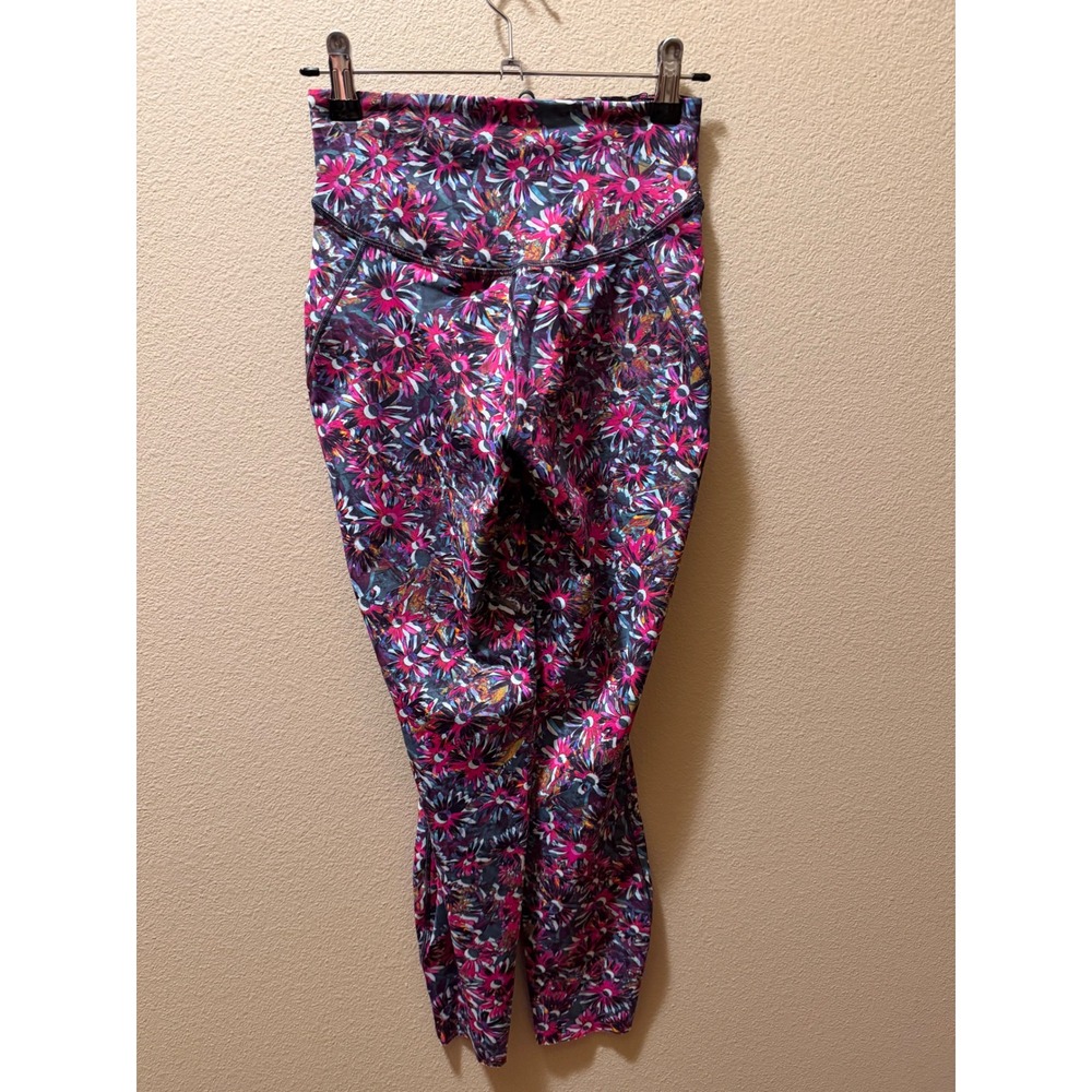 Lululemon High Rise Floral Leggings Pink Purple Blue Size 4 W5CORN - Picture 2 of 5